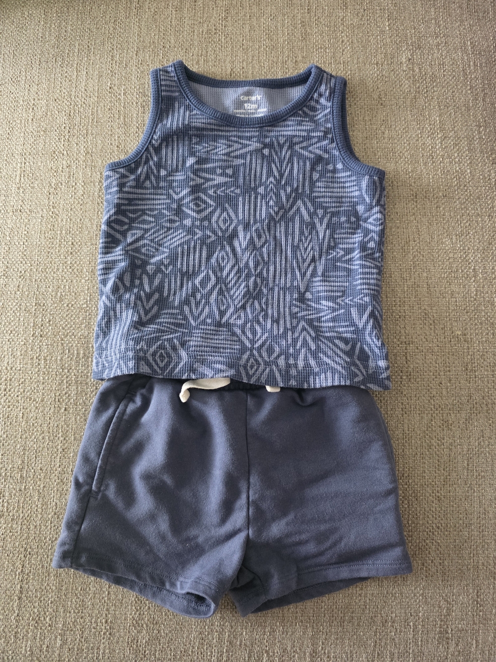 Carter's Blue Patterned Tank and Blue Shorts Set